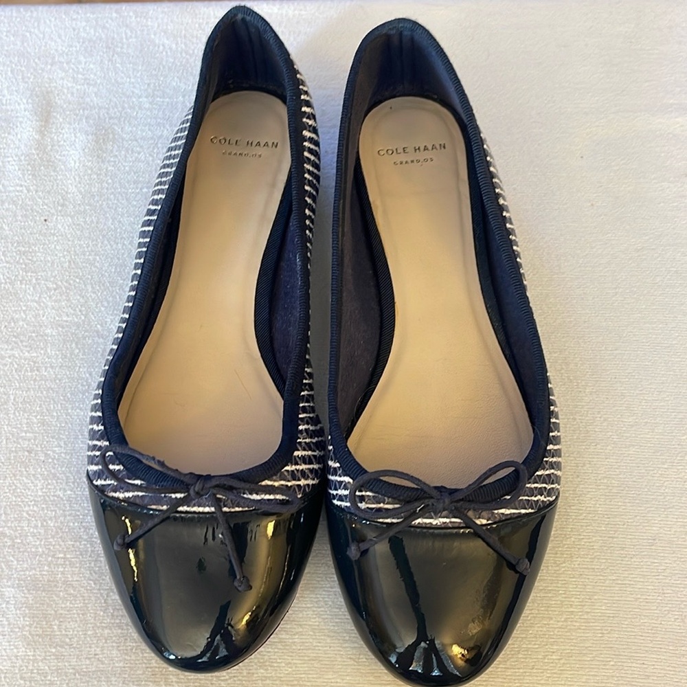 Cole Haan Sarina Nautical Ballet Flats Dark Blue White Black women’s size 8